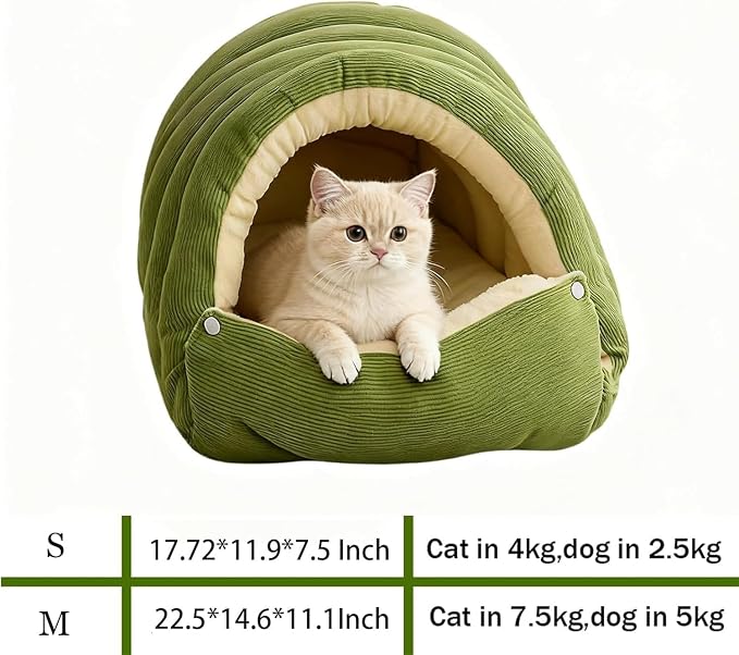 Removable and Washable Winter Closed-Off Cat Bed, Warm Cozy Comfort Pet Cave for Cats & Kittens, Machine-Washable Removable Cushion, Non-Slip Base - Image 4