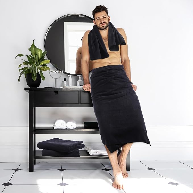 Mixweer 24 Piece Black Microfiber Absorbent Towel Set: 2 Oversized Bath Sheets, 4 Bath Towels, 6 Hand, 8 Washcloths, 4 Fingertip for Bathroom Spa Gym Camping Beach - Image 4