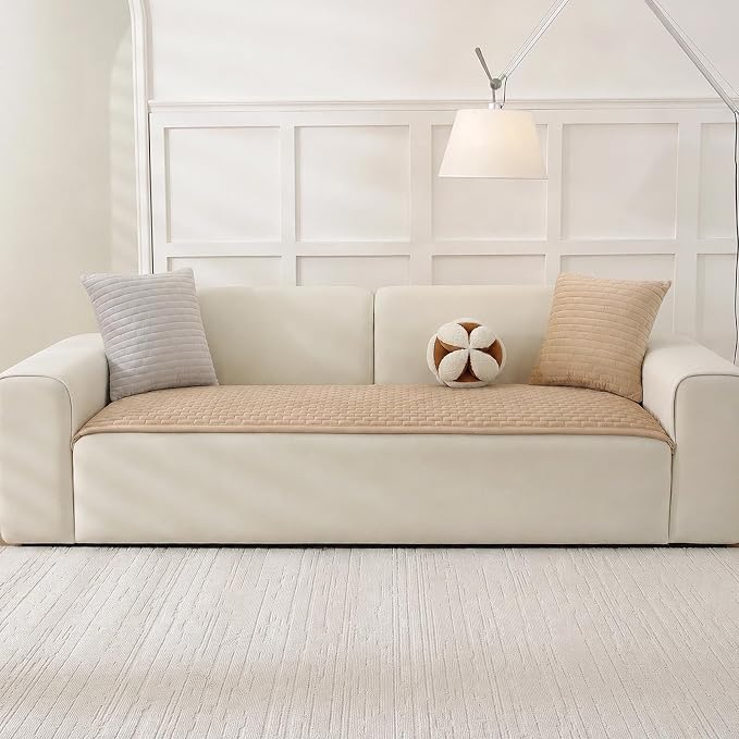 Warmstar Waterproof Couch Cover for Dogs Washable,Brick Pattern Short Plush Pet Couch Covers for Sofa,Soft Sofa Cover Non-Slip for 3 Cushion Couch Sofa Pet Friendly (Khaki, 27.6" x 70.9") - Image 7