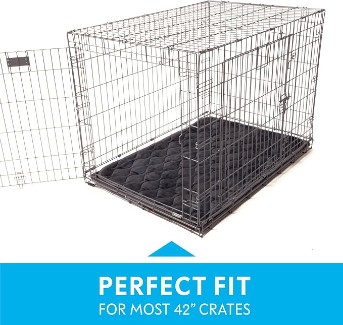 Paw Inspired Washable Padded Crate Mats for Dogs, Gray, 41x28 Inch | Fits 42-inch Kennels, Leakproof, Waterproof Bottom, Plush Dog Pad, Pet Bed - Image 3
