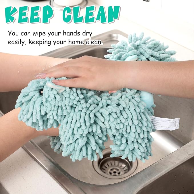 Tegeme 1 Pcs Chenille Dog Hand Towel Fuzzy Towel Absorbent Microfiber Soft for Bathroom Kitchen Washstand (Green,Standing Dog) - Image 7