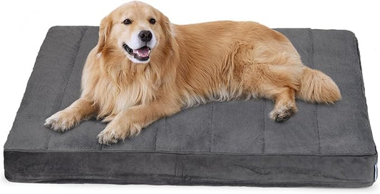 Dog Bed for X Large Dog - Orthopedic Pet Beds with Memory Foam, Waterproof Removable Washable Cover with Non-Slip Bottom, Grey, 41" L x 27" W x 3" H by ZAKAPAWS
