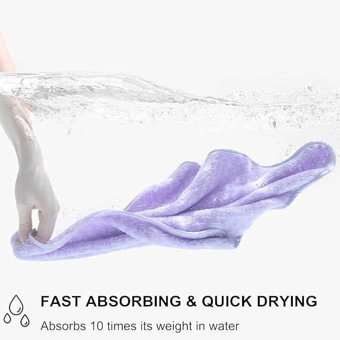 18 Piece Bath Towels Set,100% Microfiber Family Bathroom Towel with Hanging Loops-6 Bath Towels,6 Hand Towels,6 Washcloths,Quick Dry Highly Absorbent Shower Towel for Bathroom,Hotel,Spa-Light Purple - Image 7