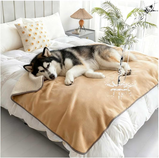 Waterproof Pet Blanket for Bed, Reversible Soft Flannel Love Blanket, Bed Blanket for Couples Washable, Spill-Proof Dog Throw Blanket for Couch, Sofa Protect, Camping,Khaki,50"x60" by Unknown