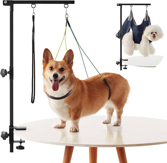 Home Dog Grooming Table Arm with Hammock 35" Height Adjustable Dog Grooming Arm with Clamp No-Sit Haunch Holders Durable(Grooming Table Not Included) by IVEKEN