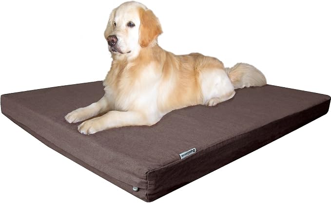 Dogbed4less Orthopedic Waterproof Heavy Duty Gel Memory Foam Dog Bed for Large pet, Denim in Brown, Jumbo 55"X47"X4" by Dogbed4less