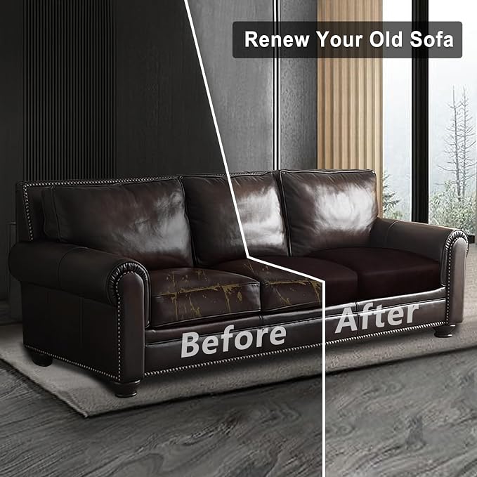 ANARACHON Leather Look Couch Cushion Covers Sofa Seat Slipcovers Sets Couches Furniture Protector for Sectional Armchair Loveseat Pets Kids Stretch Spandex Fabric (3 Cushion XL Sofa, Chocolate) - Image 7