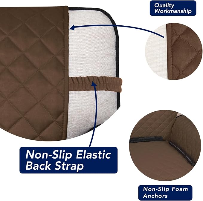 PureFit Reversible Quilted Sofa Cover Dog Couch Covers for Sofa, 66 in | Coffee/Ivory, Water Resistant Couch Protector, Washable Pet Couch Cover with Non Slip and Elastic Straps For Kids - Image 3