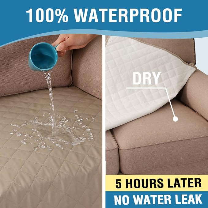 H.VERSAILTEX Couch Cover for Dogs Washable 100% Waterproof Sofa Cushion Cover Dog Bed Cover Non-Slip Pet Blanket for Sofa Cushion Protector, 35" x 82", Khaki - Image 4