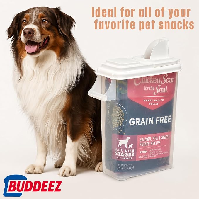 Buddeez 32 Quart Pet Food Dispenser with Lid - Airtight Storage for Dog Food, Cat Food, and Bird Seed - Easy Pour Spout for Mess Free Serving - Image 3