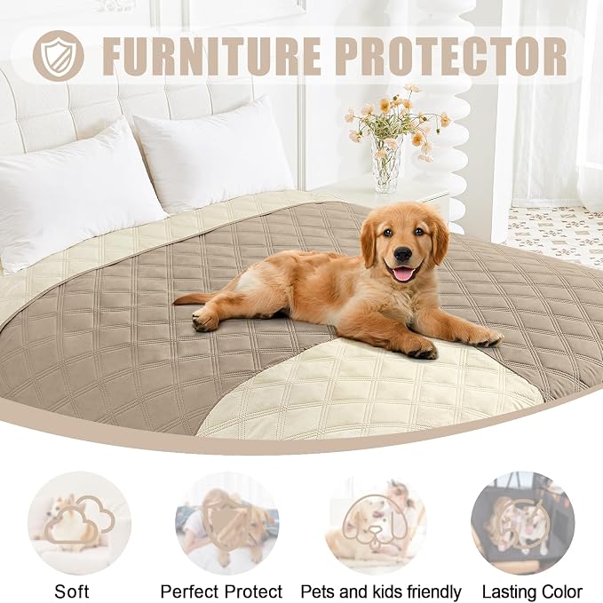 Smiry Waterproof Dog Bed Cover, Reversible Pet Blanket for Sofa Couch | Soft Washable Dog Blanket, Leakproof Couch Cover for Dogs Cats & Furniture Protection, 30x82, Taupe/Beige - Image 8