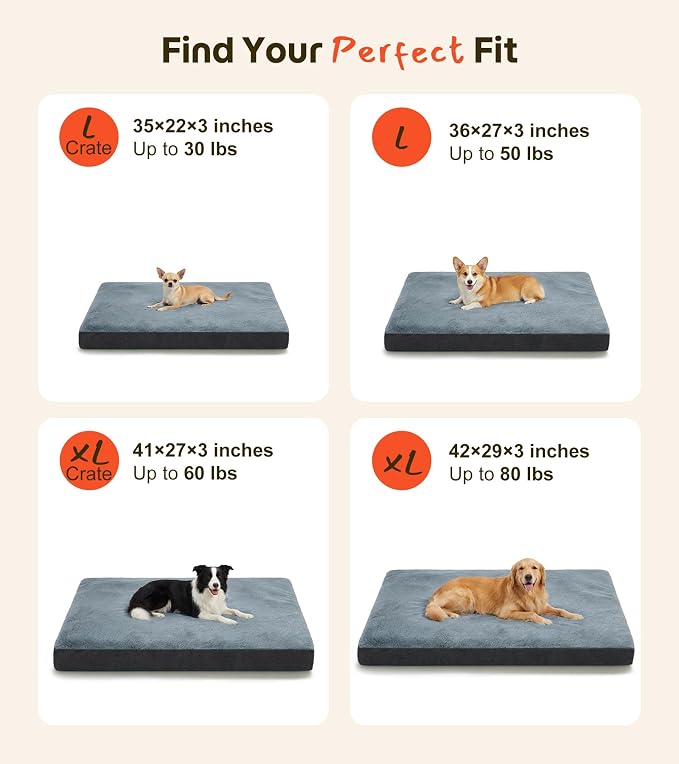 Orthopedic Cooling Dog Beds for Large Dogs & Cats, Waterproof Dog Crate Bed Dual Surface Removable Washable Covers, 36 x 27 Inch Pet Bed with Egg Crate Foam - Image 3