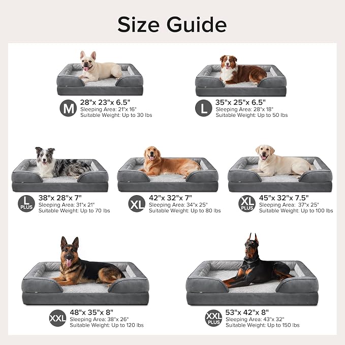 INVENHO Orthopedic Dog Beds Large Sized, XL Washable Dog Sofa with Egg-Crate Foam, Waterproof Lining and Non-Skid Bottom - Image 7