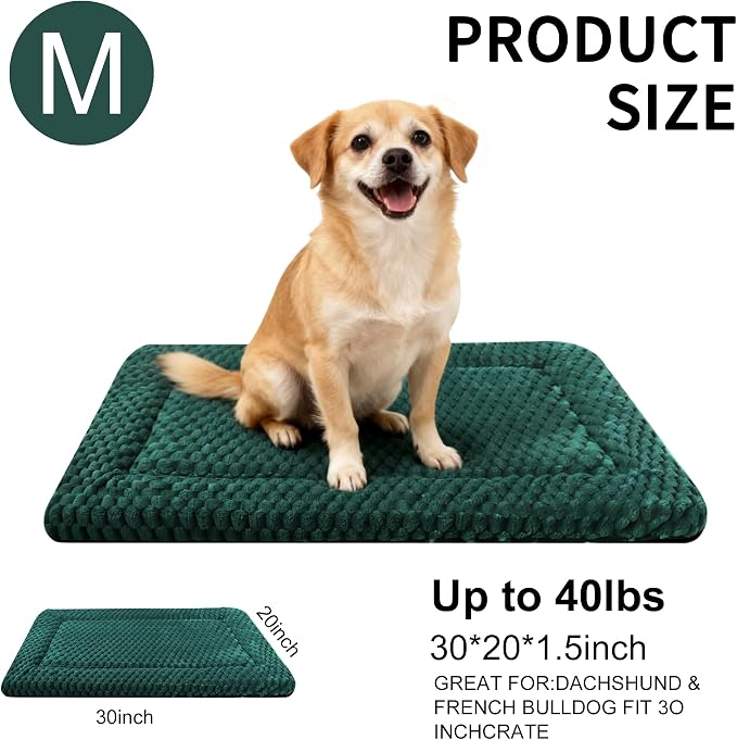 Dog Bed Mat - Dog Crate Pad - Reversible Mat for Pet Comfort - Soft Bed Crate Pads for All Seasons - Durable, Machine Washable Mat for Crates, Travel, and Home (Dark Green, 30" L*20" W*1.5" Th) - Image 3