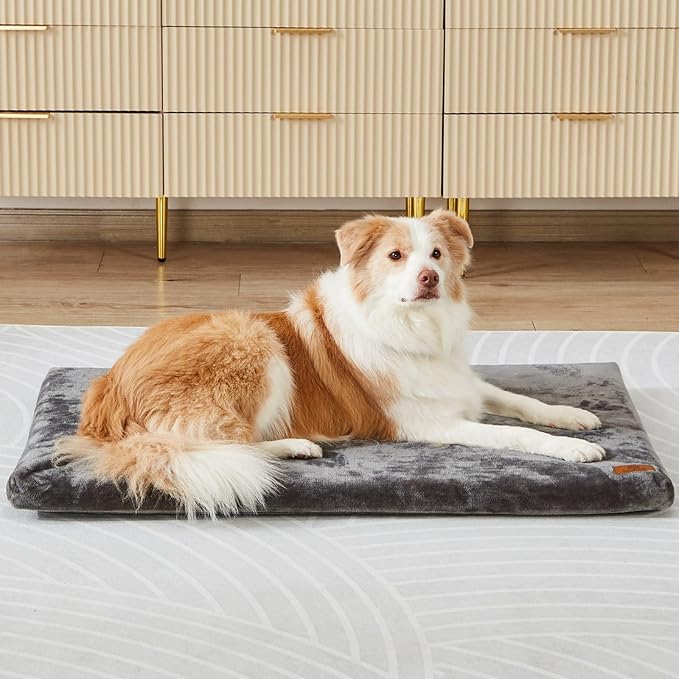 LIORCE Dog Crate Pad - Dog Bed Large Sized Dogs with Removable Washable Cover and Waterproof Lining - XL Memory Foam Pet Bed for Crate - Reversible Kennel Mat (Cool & Warm), 42-inch, Grey by LIORCE