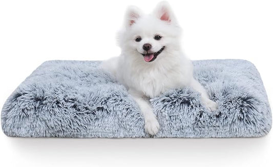 Medium Dog Bed Washable, Soft Puppy Crate Pad 30", Plush Pet Mat Sleeping | Machine Washable, Anti-Slip Bottom, Kennel Pad 30*20", Ultra Soft Cozy, Easy to Care,40lbs, Cat Bed by Loveforfurrykids