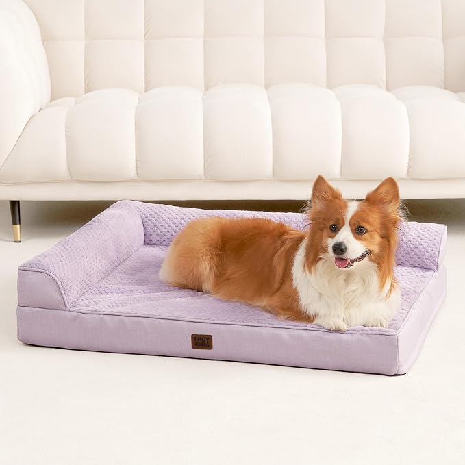 EHEYCIGA XL Dog Bed Memory Foam for Crate, Extra Large Dog Bed Orthopedic with Washable Removable Cover, Waterproof Pet Sofa Couch XLarge Size Dogs, 41x27x6.5, Lilac - Image 9