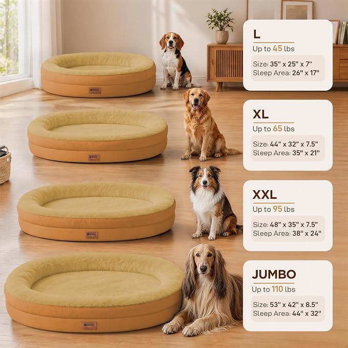 Waterproof Orthopedic Dog Bed for Medium Dogs, Orange | Supportive Crate Foam Relieves Joint Pressure, 360°Bolsters, Waterproof Inner,Washable Cover, Non-slip Bottom - Image 5