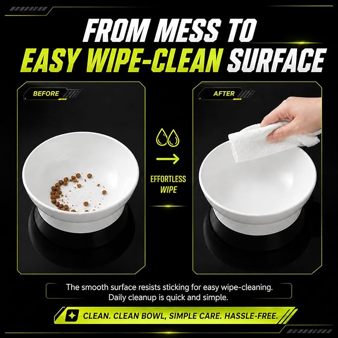 LivLab Mker Elevated Cat Food Bowl, Tilted Water Bowl,Anti Vomiting and Protect Pets' Spines Raised Melamine Pet Dishes for Small Dogs, Flat-Faced Cats & Kittens, White, 2 Pack - Image 7