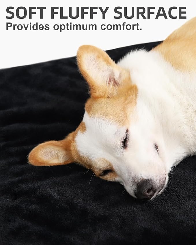 KSIIA Orthopedic Dog Bed for Medium Dogs with Waterproof Lining,Black,29x18 | Deluxe Soft Plush Dog Crate Bed, Washable Pet Mat with Removable Cover & Egg Crate Foam for Medium Dogs Sleeping & Relaxing - Image 3