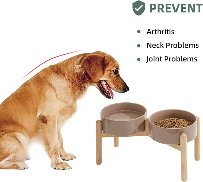 Havniva Elevated Dog Bowls Ceramic Dog Bowls with Stand, Dog Food Bowl | 8.3” Raised Dog Bowls with Non-Slip Wood Stand, Dog Food and Water Bowl Set, Double Dog Feeding Bowls for Large Dogs - Image 5