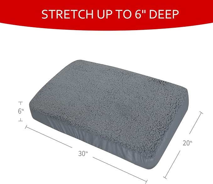 Dog Bed Covers 2 Pack Soft Plush Replacement Washable, Waterproof Pet Mattress Bed Liner Grey 30x20 Inches, for Dog/Cat, Cover Only - Image 6