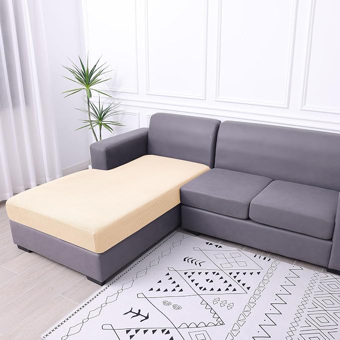 hyha Waterproof Sectional Couch Covers, Non Slip Sofa Cushion Covers | L Shape Sectional Fit, Stretch Jacquard Fabric, Elastic Bottom, Waterproof Protection (1 Piece for Chaise) - Image 7