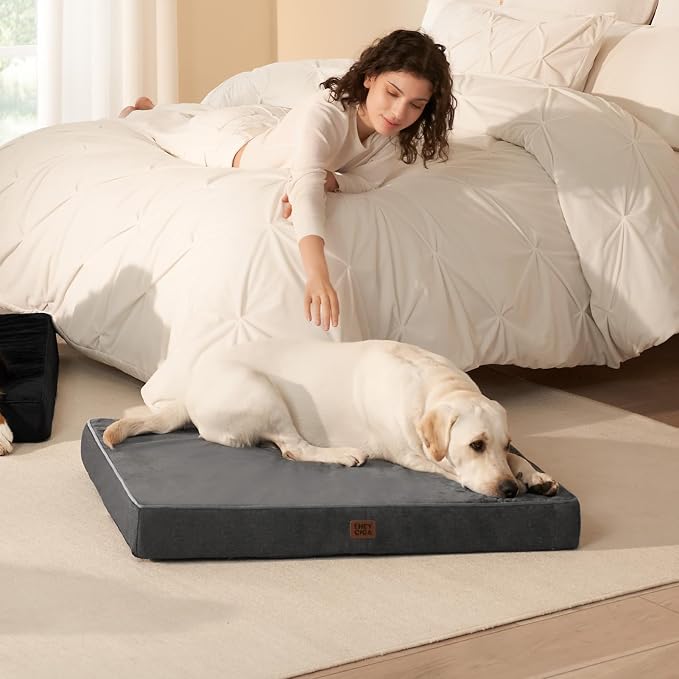 EHEYCIGA Large Waterproof Dog Bed Washable for Crate, 35x23Inch, Dark Grey | High Density Egg Crate Foam, Orthopedic Memory Foam, Removable Easy Clean Cover, Non-Slip Bottom, Fits Crate, Floor and Sofa - Image 8