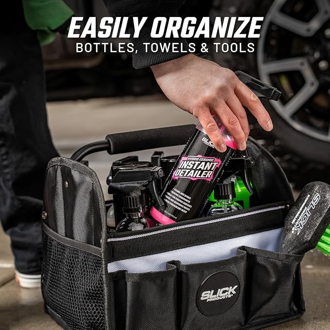 Slick Products Mobile Detailing Storage Caddy – Car Wash Organizer Tote for Detailing Supplies, Tools & Cleaning Products – Heavy-Duty Portable Storage with Carry Handle - Image 5