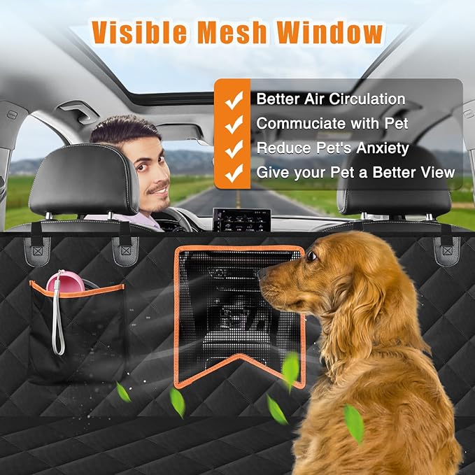 Kytely Dog Car Seat Cover XL, Heavy Duty Dog Seat Cover for Back Seat, 100% Waterproof Nonslip Hammock for Car with Side Flap, Scratch Proof Pet Back Seat Covers - Image 3