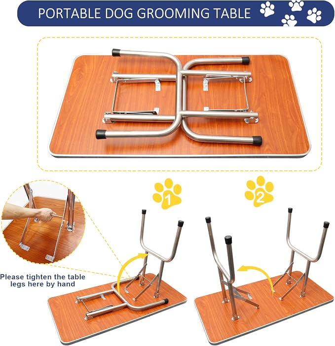 ROOMTEC 46" Dog Grooming Table,Foldable Home Pet Bathing Station with Adjustable Height Arm/Noose/Mesh Tray - Image 6
