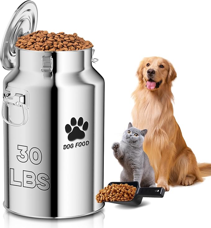 30Lbs Stainless Steel Dog Food Container，Metal Dog Food Storage Container by Unknown