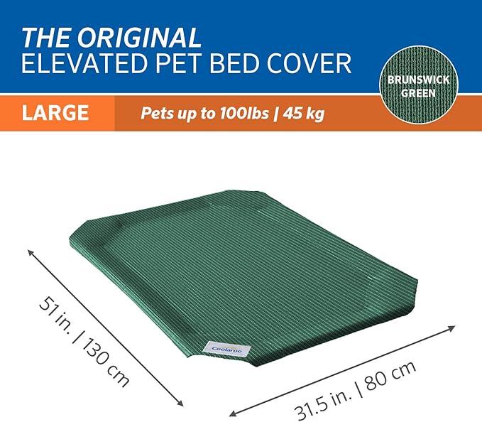 Coolaroo Original Pet Bed Replacement Cover - Brunswick Green - Large (43.5" x 31.5") (Pack of 3) - Image 3