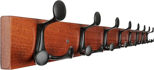 SKOLOO 43-Inch Cherry Wood Coat Rack Wall Mount with 8 Triple Hooks - Ideal for Family Entrances, Classrooms, and Pet Supplies Storage - Perfect Coat Hooks for Wall by SKOLOO