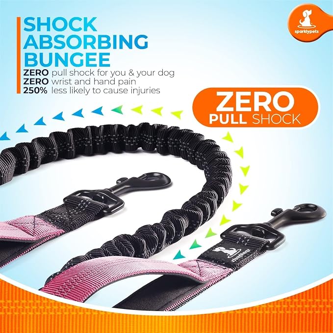 SparklyPets - Hands Free Dog Leash with Reflective Stitches - Waist Leash for Female Dog Walking, Hiking, Training, Jogging, Canicross, Running - Medium & Large Dogs, Gradient Pink - Image 3