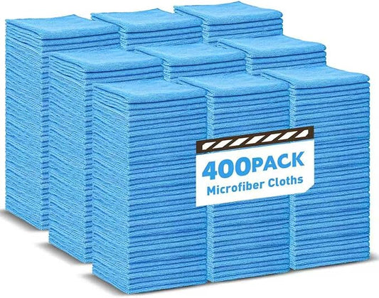 TEAWOO Blue Microfiber Towels Bulk-400 Pack, Cleaning Cloths Bulk | Microfiber Towels for Cars, Cleaning Rags Blue, (12x12 inches) by TEAWOO