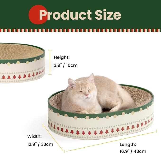 Conlun Oval Cat Scratcher Bed | Scratching Bowl Lounge for Kittens | Medium | Corrugated Cardboard Pad | Concave Shape | No Mess Enclosed Base | Serves as Couch Furniture Protector - Image 9