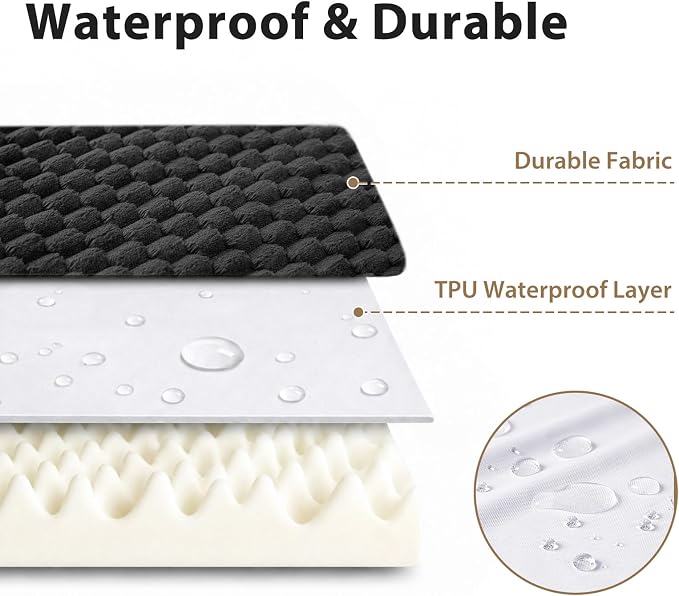 LEXTRO XXL Waterproof Orthopedic Dog Bed for Crate Mat, 47x29 Extra Large | Dog Bed Washable with Removable Washable Cover, Comfortable Dogs Crate Pad for Large Size Dogs, Black - Image 4