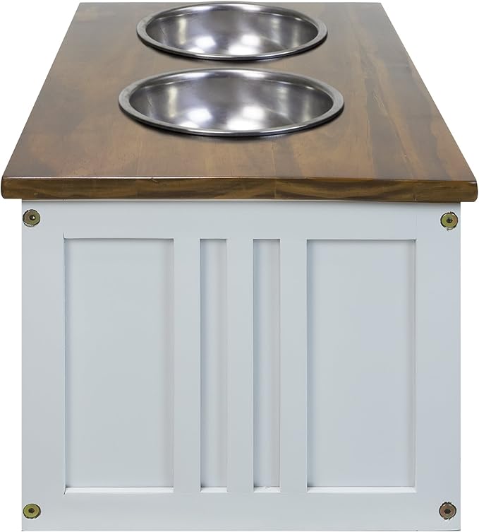 Casual Home 603-15 Wooden Storage Stand Pet Feeder, Two-Tone (Warm Brown, White), One Size - Image 6