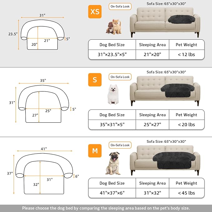 Calming Dog Bed Fluffy Plush Dog Mat for Furniture Protector with Removable Washable Cover for Large Medium Small Dogs and Cats (XS(31“x23.5”x5“), Dark Grey) - Image 5