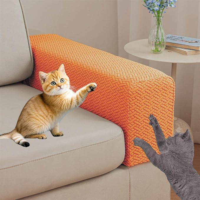 Couch Arm Covers Set of 2, Stretchable Sofa Armrest Protectors, Breathable Polyester Armchair Covers with Non-Slip Grip Design Furniture Protector (Orgen, Large (Set of 2)) by Unknown