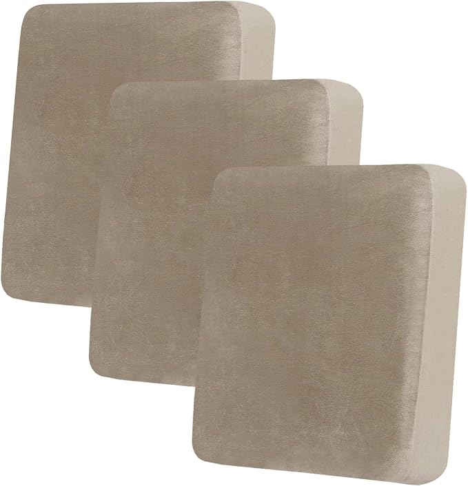 hyha Velvet Couch Cushion Covers, Sofa Covers for 3 Cushion Couch Washable | Soft Plush Sofa Slipcover, Elastic Bottom, Non-Slip Wear Resistant Furniture Protector, Ideal For Pets & Kids, 3 Pcs by hyha