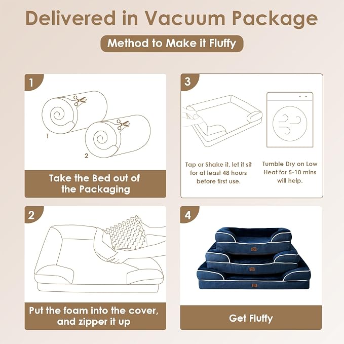 EHEYCIGA Orthopedic Dog Beds Large Sized Dog, Waterproof Washable Pet Bed | Non-Slip Bottom and Egg-Crate Memory Foam XL Dog Couch Bed with Washable Removable Cover, Navy - Image 6