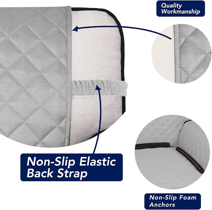 PureFit Reversible Quilted Couch Covers for Dogs Sofa Cover 4 Seater 88" | Light Gray/Light Gray, Water Resistant Couch Protector, Washable Pet Couch Cover with Non Slip and Elastic Straps For Kids - Image 3