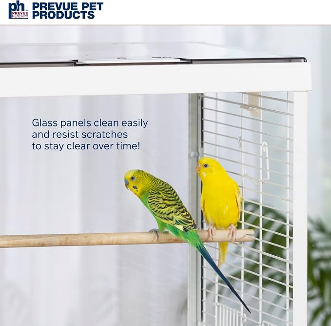 Prevue Pet Products Clear View Glass Bird Cage Crystal Palace for Small Birds - White Frame - Image 8