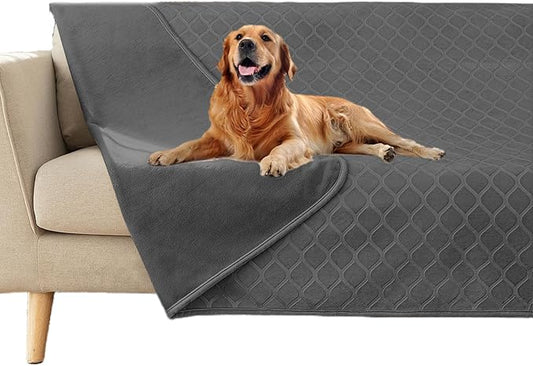 fuguitex Waterproof Dog Blanket Bed Cover Dog Crystal Velvet Moroccan Fuzzy Cozy Plush Pet Blanket Throw Blanket for Couch Sofa(40 * 60 inch, Dark Grey+Grey) by fuguitexHome