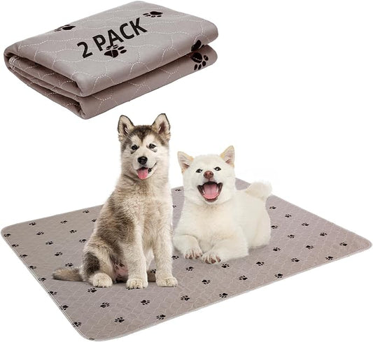 PUPTECK Washable Pee Pads for Dogs Dog Training Pads 2 Pack Brown 34x36 in | Reusable Puppy Potty Training Pads Whelping Mat Pet Food Feeding Mat Leakproof Fast Absorption Non-Slip for Couch, Crate by PUPTECK