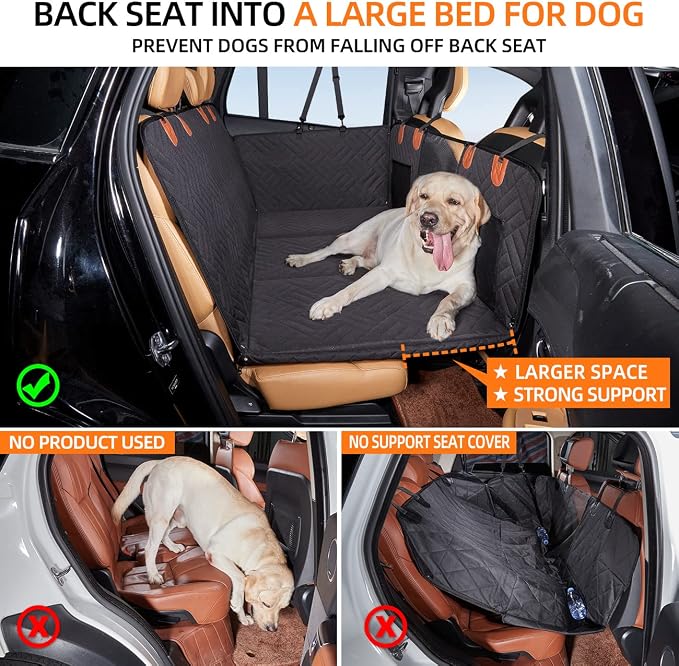 YJGF Hard Bottom Dog Car Seat Cover for Back Seat,Seat Extender for Dogs | Strong Support,More Rest Space,Waterproof, Scratch Resistant,Car Seat Protector,Dog Hammock for Car/SUV/Small Truck - Image 2