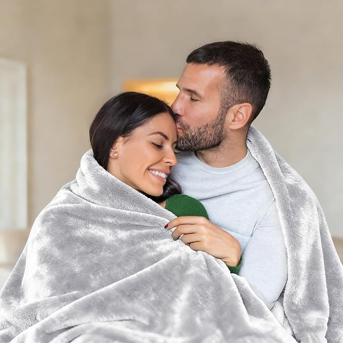 Fleece Throw Blankets Bulk 50x60 Inches - 8 Pack Soft Flannel Plush Blankets for Couch, Sofa, Bed, Home - Lightweight Warm Gifts for Wedding, Travel, Pet (Light Gray + Cream White) - Image 7