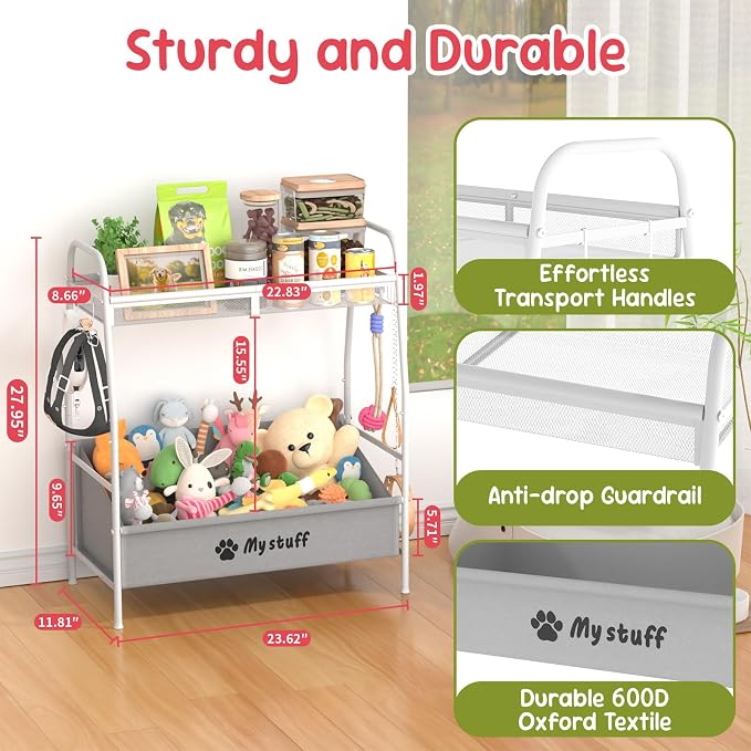 Kaiferty Large Dog Toy basket, Toy Box for Dogs, Pet Toys Bin Dog Metal Wire Basket for Toys, Food Storage, Storage Organizer Chest Storage, Toy Box for Living Room Area (White) - Image 8